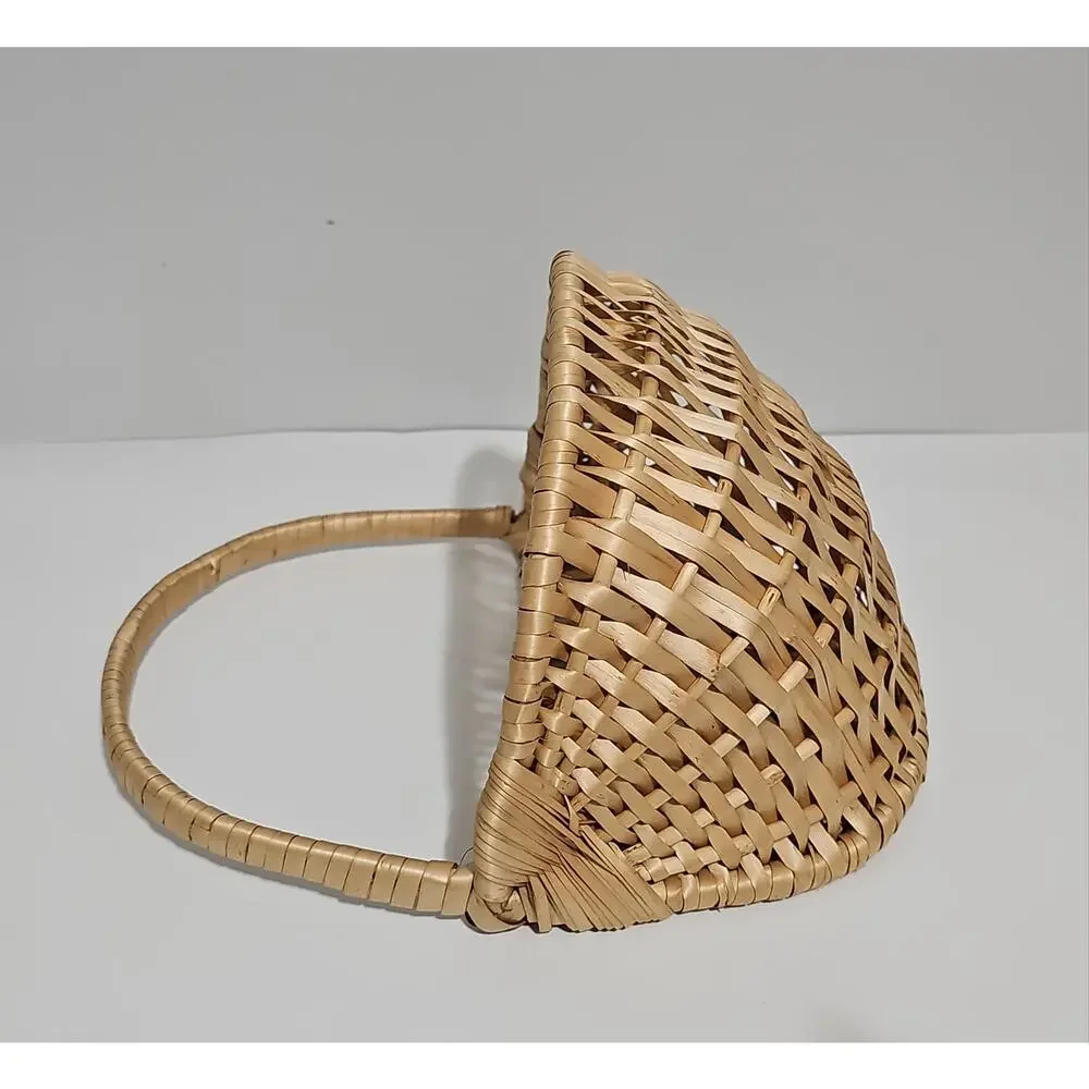 Vintage Woven Hanging Wall Basket Plant Pocket Cottagecore Country Farmhouse